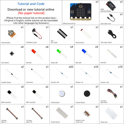 Freenove Basic Starter Kit for micro:bit V2, Blocks Visual Programming Language Code and Python Code, 179-Page Detailed Tutorial, 27 Projects, 162 Items