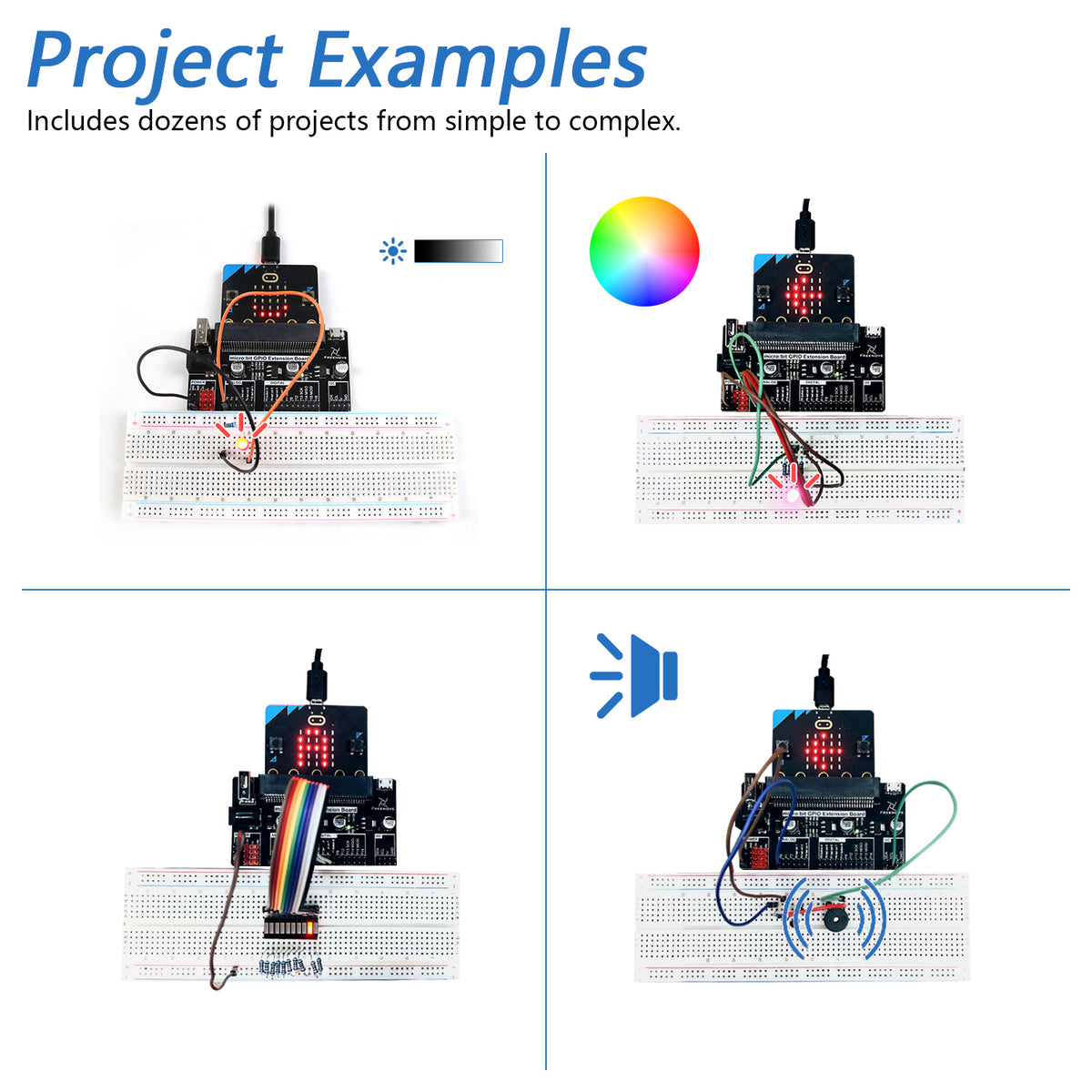 Freenove Basic Starter Kit for micro:bit V2, Blocks Visual Programming Language Code and Python Code, 179-Page Detailed Tutorial, 27 Projects, 162 Items