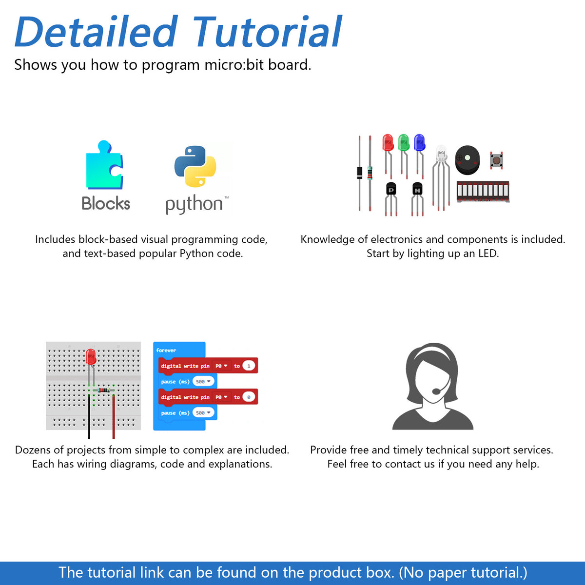 Freenove Basic Starter Kit for micro:bit V2, Blocks Visual Programming Language Code and Python Code, 179-Page Detailed Tutorial, 27 Projects, 162 Items