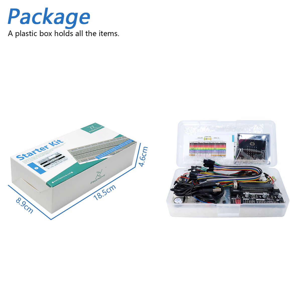 Freenove Basic Starter Kit for micro:bit V2, Blocks Visual Programming Language Code and Python Code, 179-Page Detailed Tutorial, 27 Projects, 162 Items