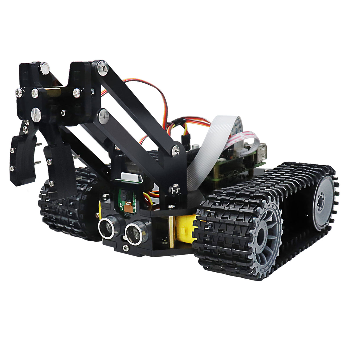 Freenove Tank Robot Kit for Raspberry Pi 5 4 Zero 2 W, Crawler Chassis, Grab Objects, Ball Tracing, Line Tracking, Obstacle Avoidance, App Control, Camera, Servo