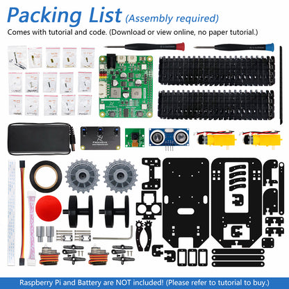 Freenove Tank Robot Kit for Raspberry Pi 5 4 Zero 2 W, Crawler Chassis, Grab Objects, Ball Tracing, Line Tracking, Obstacle Avoidance, App Control, Camera, Servo