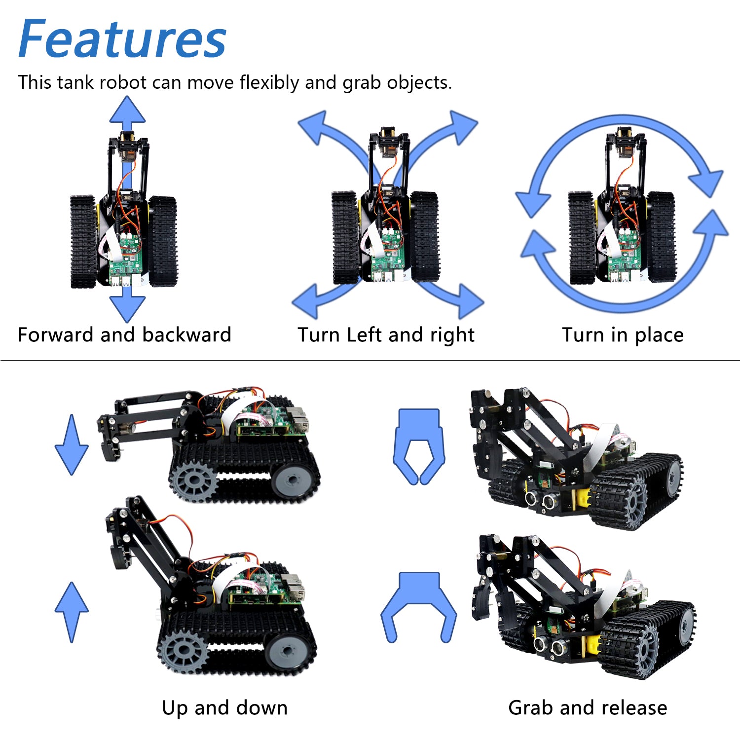 Freenove Tank Robot Kit for Raspberry Pi 5 4 B 3 B+ Zero 2 W, Crawler