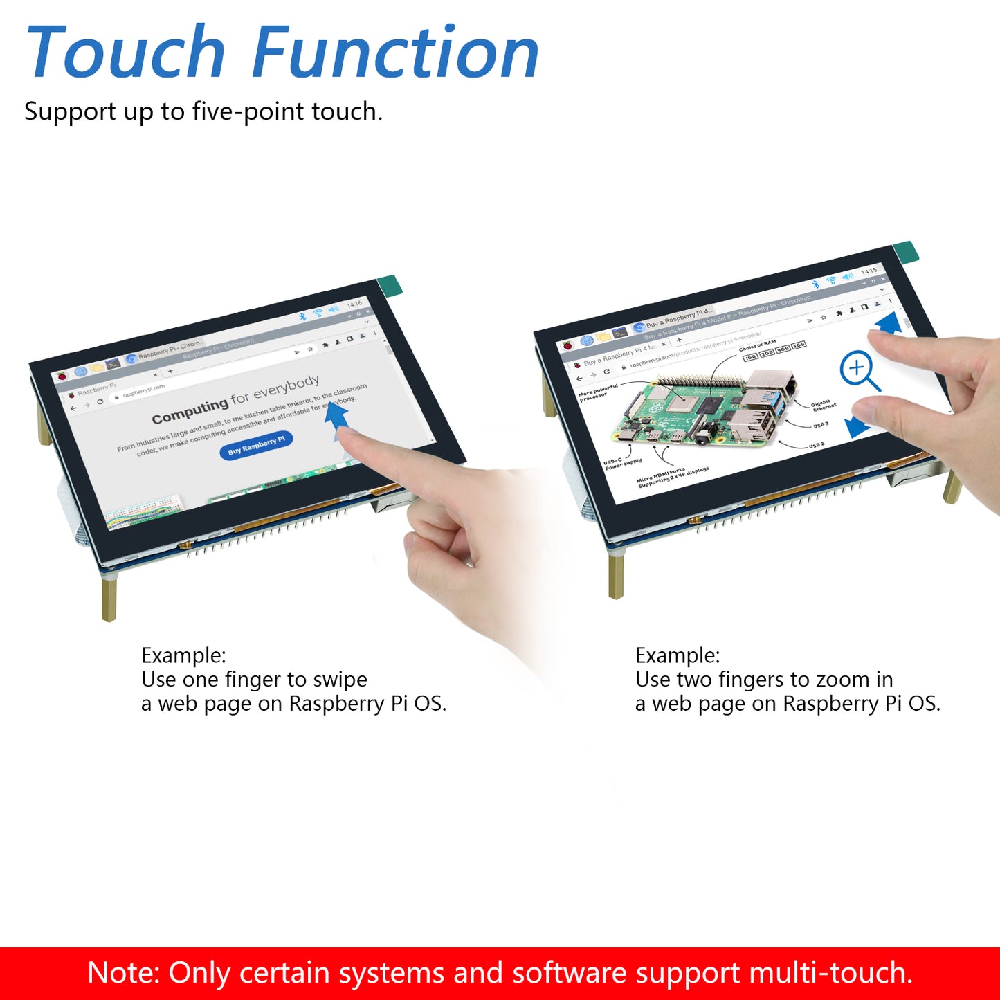 Freenove 4.3 Inch Touchscreen Monitor for Raspberry Pi 5 4 B 3 B+