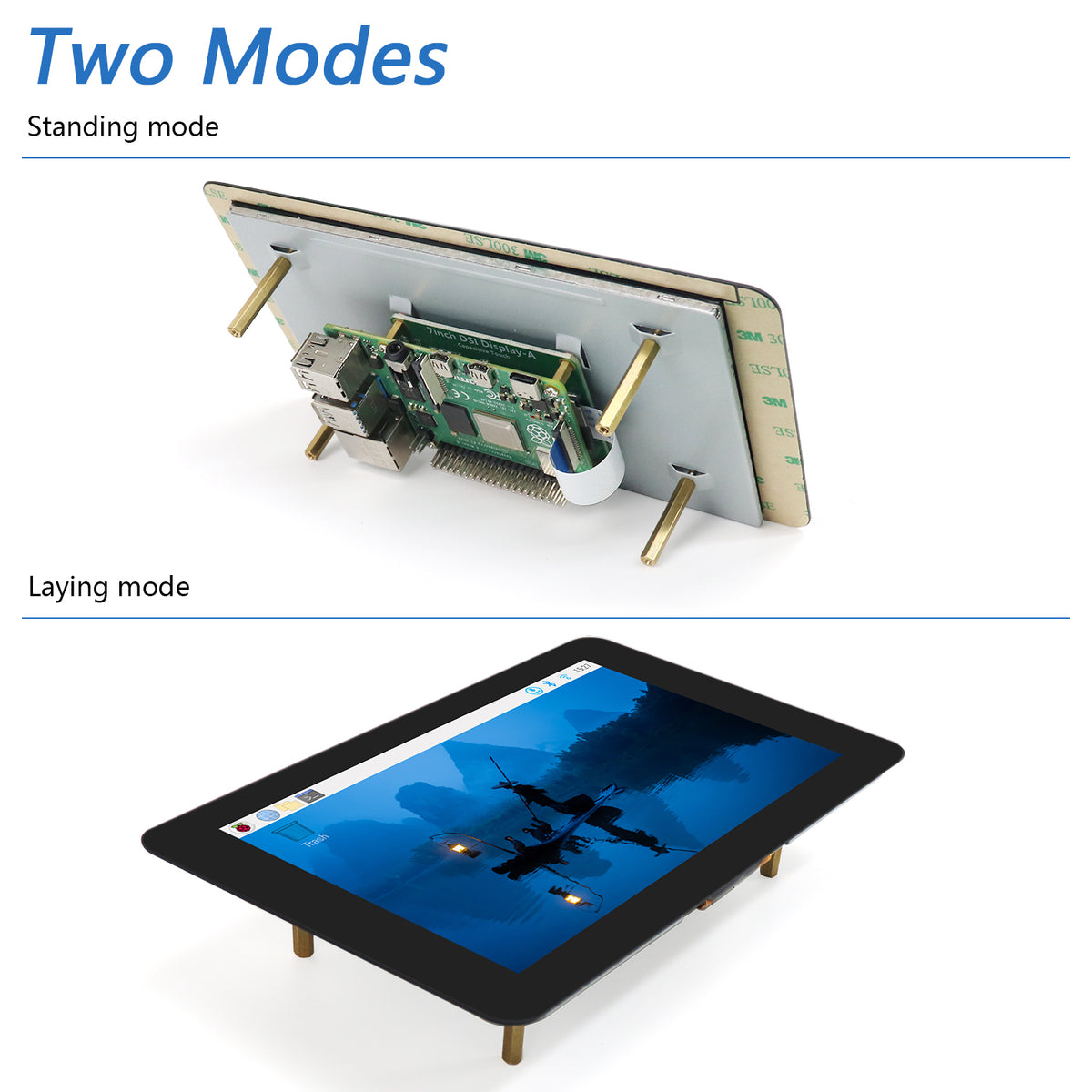 Freenove Touch Display for Raspberry Pi 5 4 Screen Monitor 7 Inch IPS, 800x480 Pixel, 5-Point Capacitive Touchscreen, Driver-Free