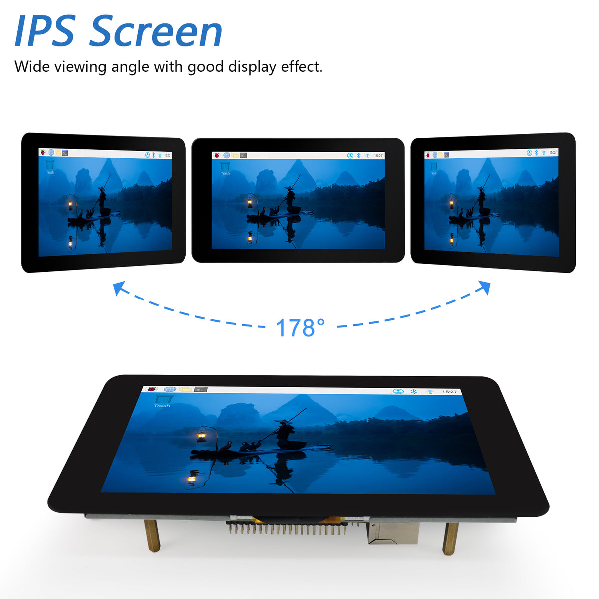 Freenove Touch Display for Raspberry Pi 5 4 Screen Monitor 7 Inch IPS, 800x480 Pixel, 5-Point Capacitive Touchscreen, Driver-Free