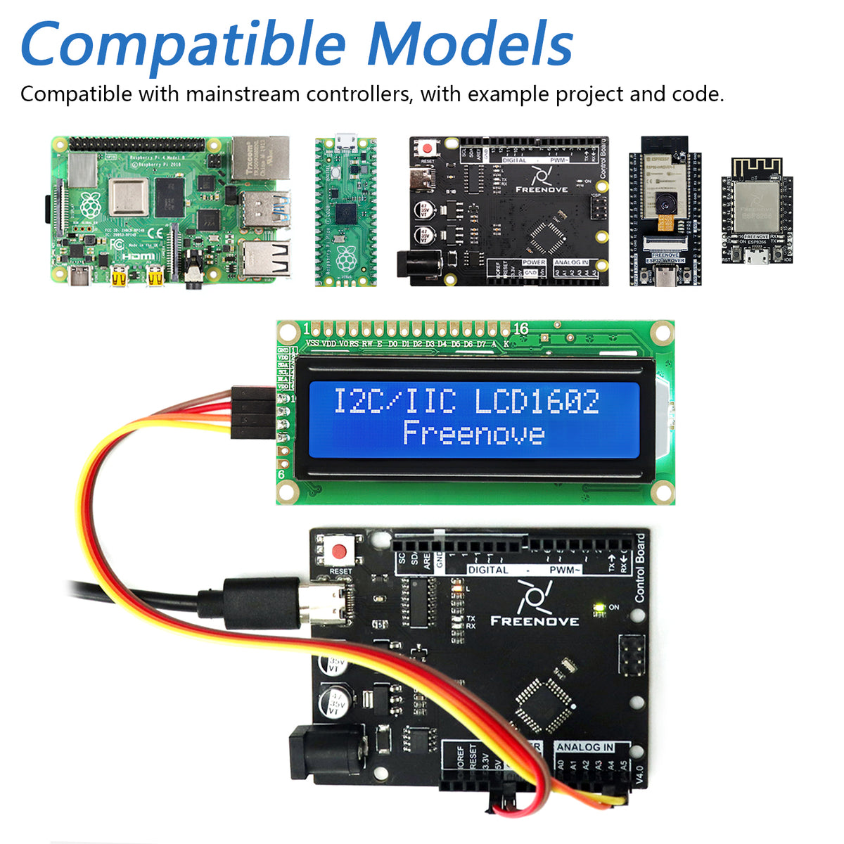 Lcd 1602 Module Pinout Raspberry Freenove I2C IIC LCD 1602 2004 Module for Arduino Raspberry Pi Pico ES