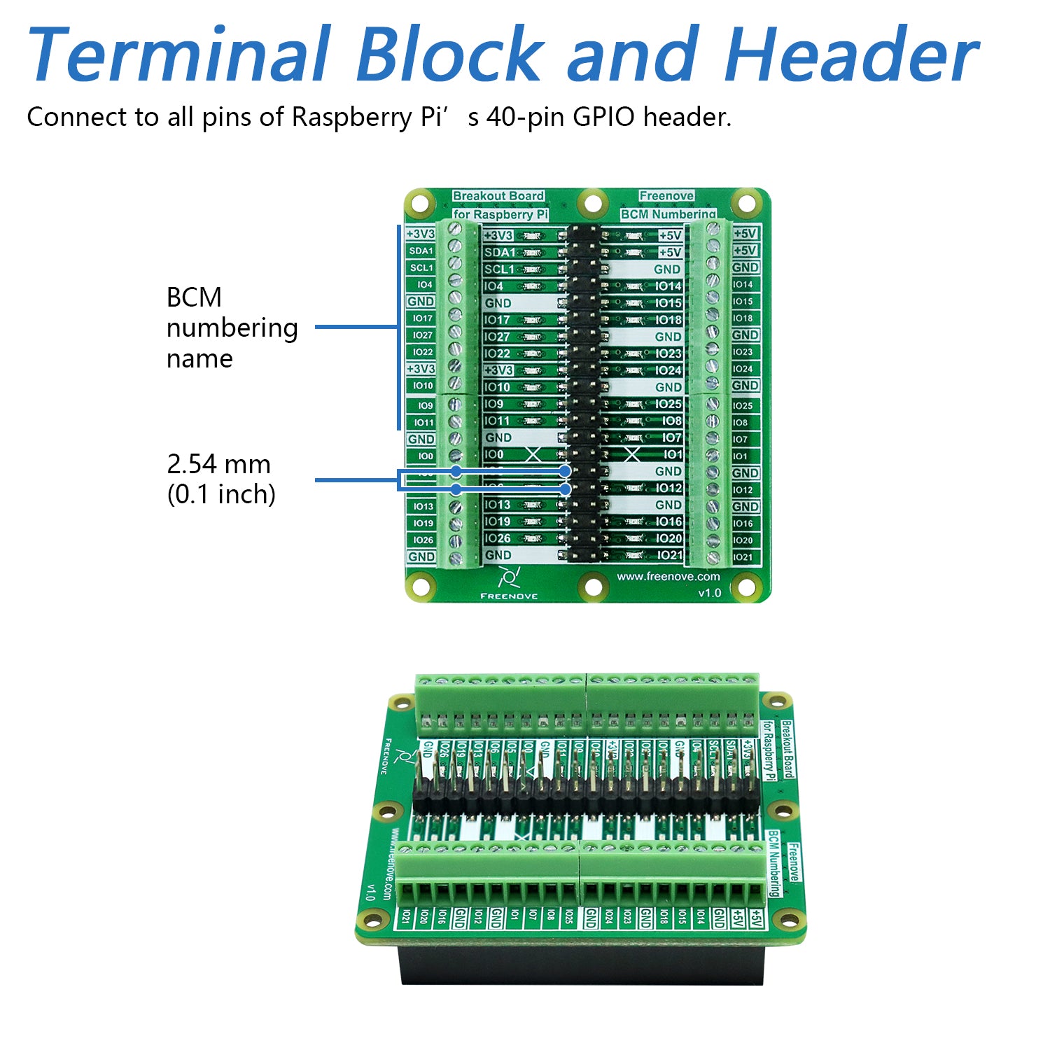 Freenove Breakout Board for Raspberry Pi 5 4 B 3 B+ Zero 2 W HAT, Term