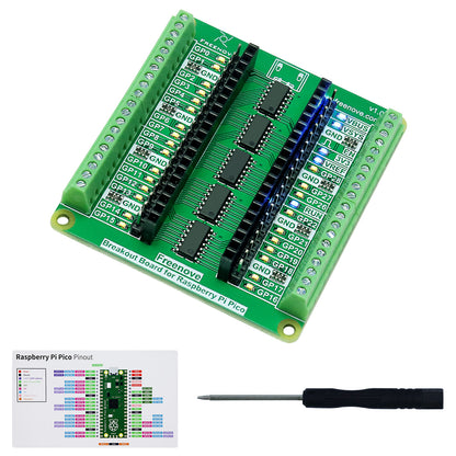 Freenove Breakout Board for Raspberry Pi Pico 1 2 W 2W H WH HAT, Terminal Block Shield with Pin Header, GPIO Status LED