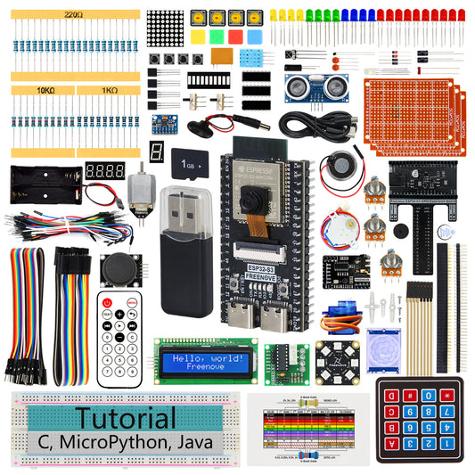 Freenove ESP32 DEV ESP32-S3 CAM Ultimate Starter Kit, USB-OTG Camera Wi-Fi Bluetooth, 240 MHz 32-bit Dual-core, Python C Java Code, 828-Page Tutorial, 121 Projects, 243 Items