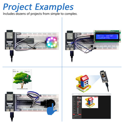 Freenove ESP32 DEV ESP32-S3 CAM Ultimate Starter Kit, USB-OTG Camera Wi-Fi Bluetooth, 240 MHz 32-bit Dual-core, Python C Java Code, 828-Page Tutorial, 121 Projects, 243 Items