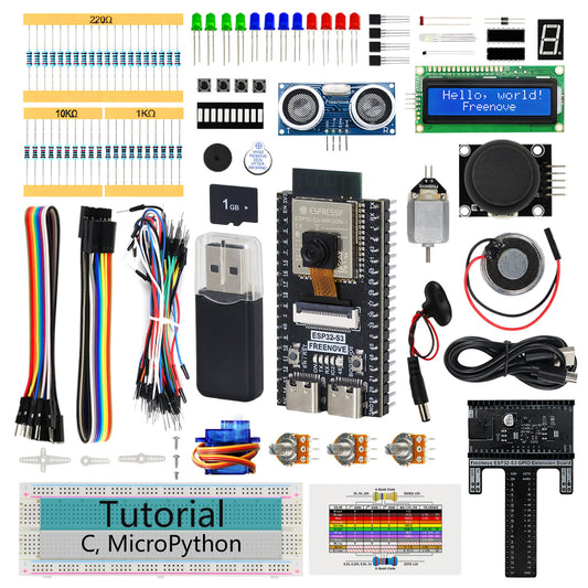Freenove ESP32 DEV ESP32-S3 CAM Super Starter Kit, USB-OTG Camera Wi-Fi Bluetooth, 240 MHz 32-bit Dual-core, Python C Code, 584-Page Detailed Tutorial, 81 Projects, 176 Items