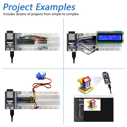 Freenove ESP32 DEV ESP32-S3 CAM Super Starter Kit, USB-OTG Camera Wi-Fi Bluetooth, 240 MHz 32-bit Dual-core, Python C Code, 584-Page Detailed Tutorial, 81 Projects, 176 Items