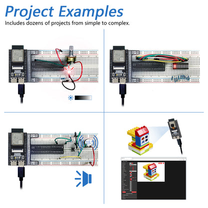 Freenove ESP32 DEV ESP32-S3 CAM Basic Starter Kit, USB-OTG Camera Wi-Fi Bluetooth, 240 MHz 32-bit Dual-core, Python C Code, 463-Page Detailed Tutorial, 60 Projects, 144 Items