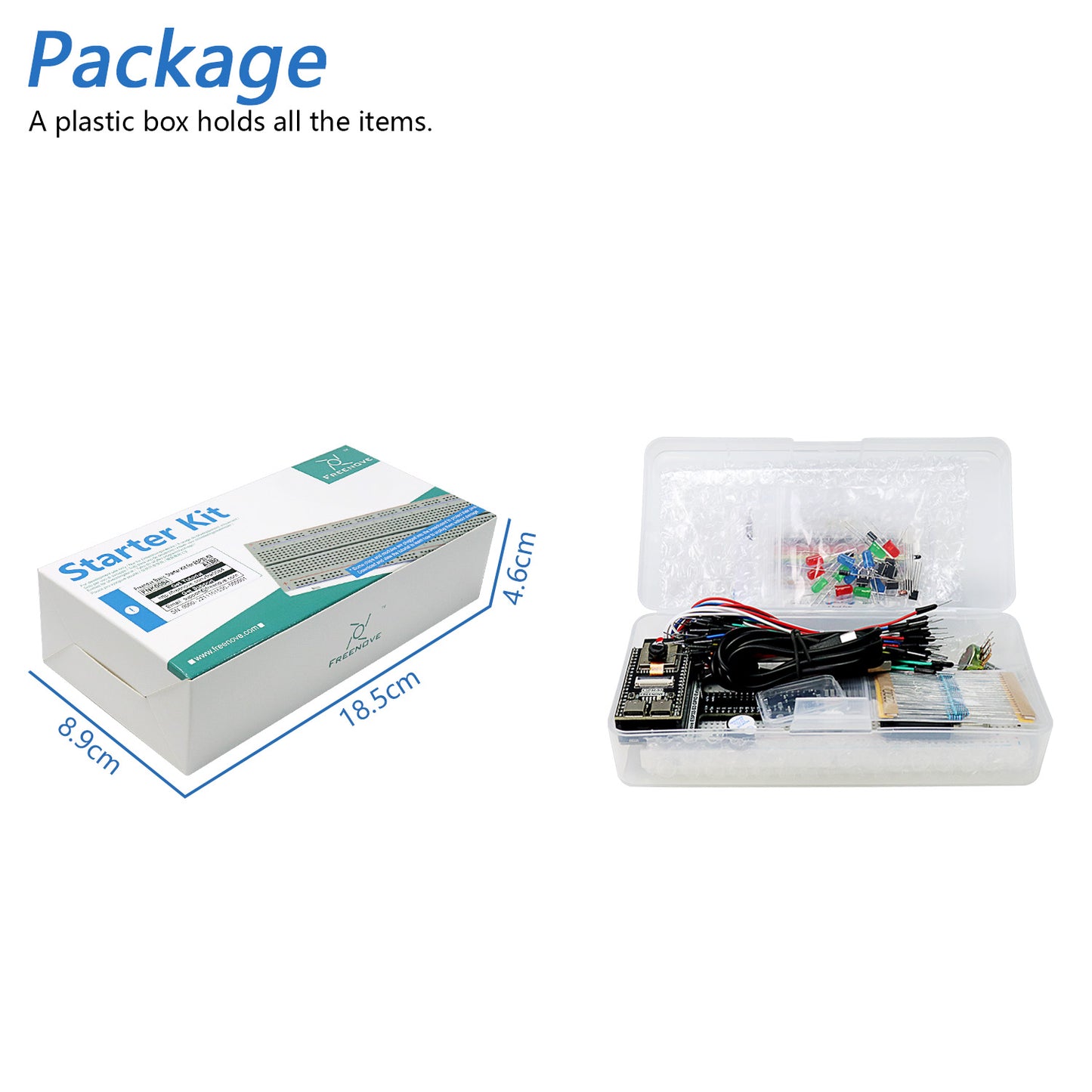 Freenove ESP32 DEV ESP32-S3 CAM Basic Starter Kit, USB-OTG Camera Wi-Fi Bluetooth, 240 MHz 32-bit Dual-core, Python C Code, 463-Page Detailed Tutorial, 60 Projects, 144 Items