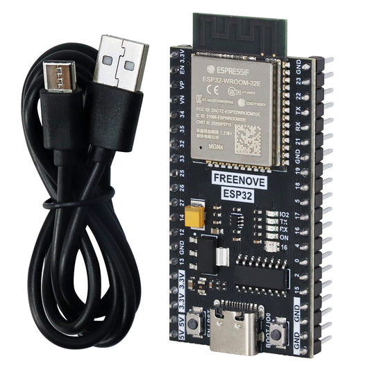 Freenove ESP32 DEV ESP32 Development Board Kit, Onboard Wi-Fi Bluetooth, 240 MHz 32-bit Dual-core Microcontroller, Python C Code, Example Projects Tutorial