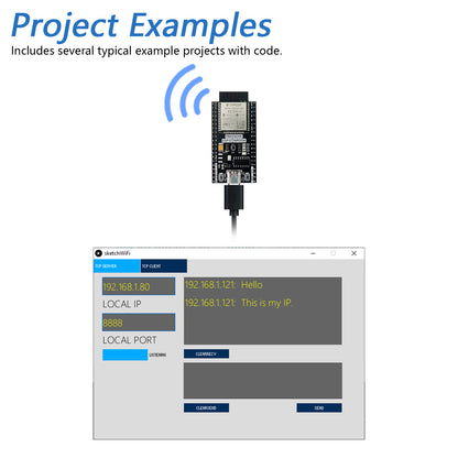 Freenove ESP32 Wi-Fi Bluetooth Board, Dual-core 32-bit 240 MHz Microcontroller, Python C Code, Example Projects Tutorial
