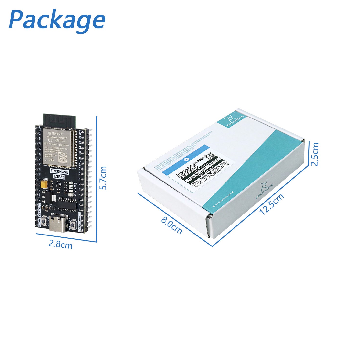 Freenove ESP32 DEV ESP32 Development Board Kit, Onboard Wi-Fi Bluetooth, 240 MHz 32-bit Dual-core Microcontroller, Python C Code, Example Projects Tutorial