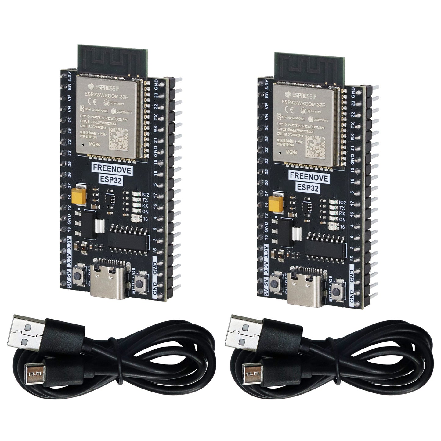 Freenove ESP32 DEV ESP32 Development Board Kit, Onboard Wi-Fi Bluetooth, 240 MHz 32-bit Dual-core Microcontroller, Python C Code, Example Projects Tutorial