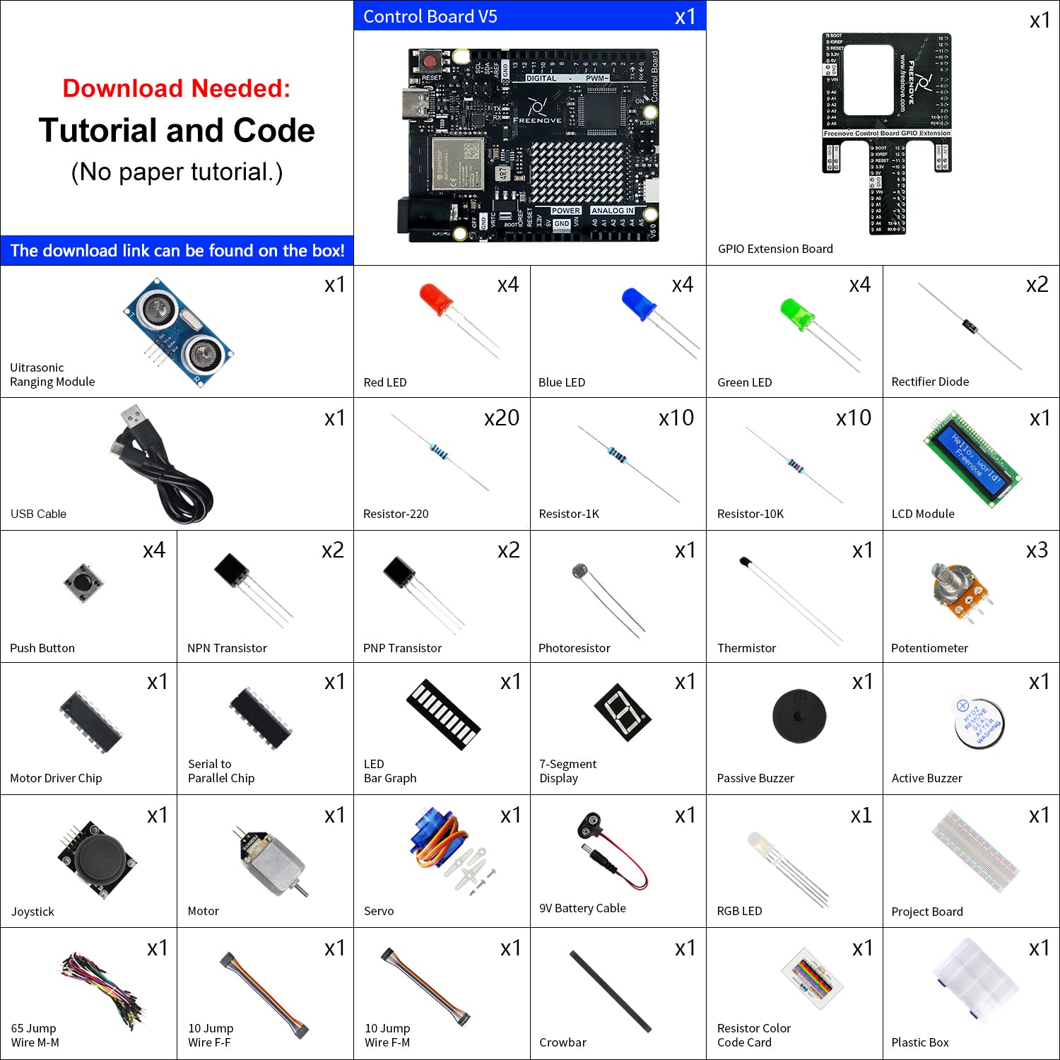 Freenove Complete Starter Kit with Board V5 (Compatible with Arduino U Freenove Complete Starter Kit with Board V5 (Compatible with Arduino U