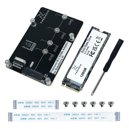 Freenove M.2 NVMe Adapter for Raspberry Pi 5 with 128GB 256GB 512GB SSD