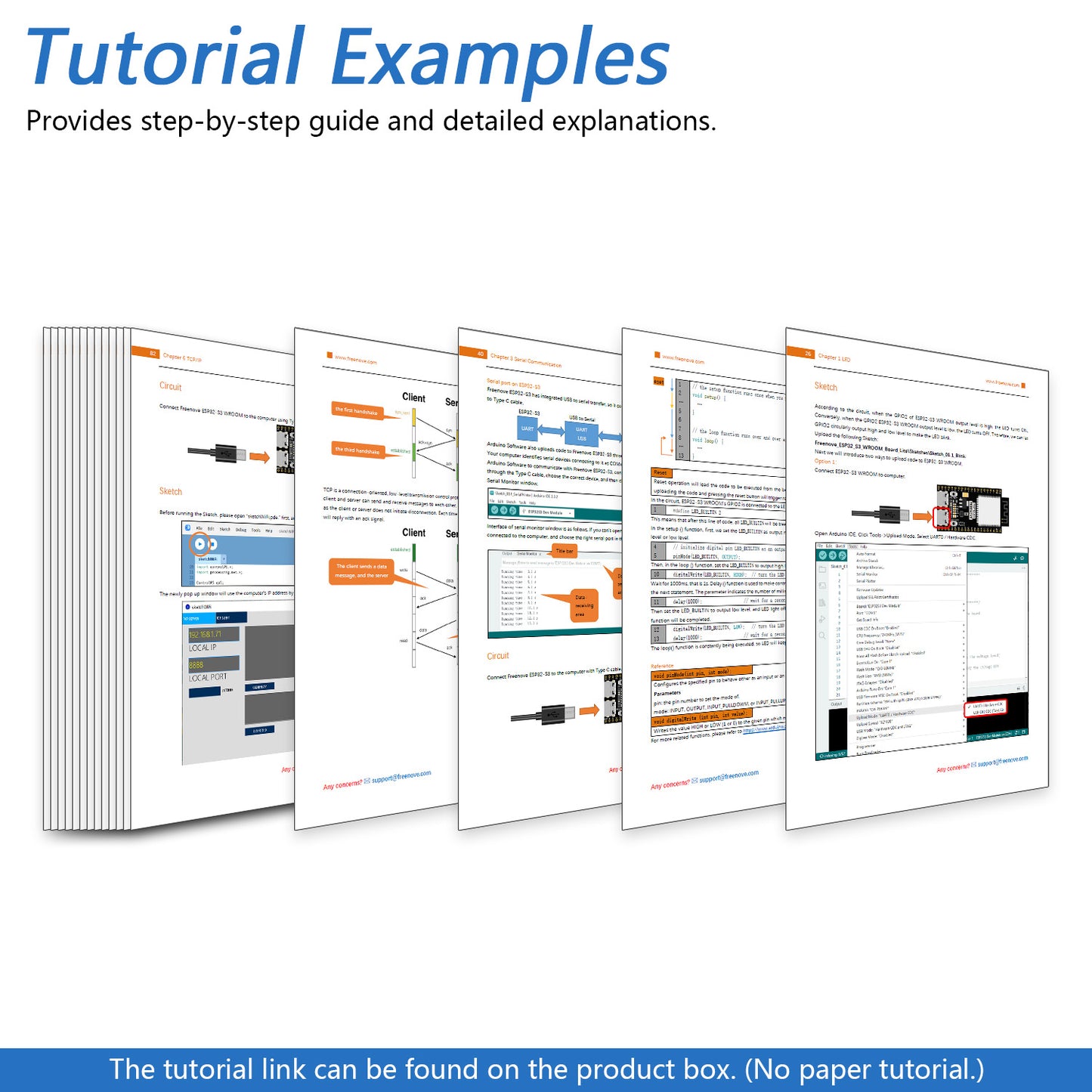 Freenove ESP32 DEV ESP32-S3 Development Board Kit, USB-OTG Wi-Fi Bluetooth, 240 MHz 32-bit Dual-core Microcontroller, Python C Code, Example Projects Tutorial