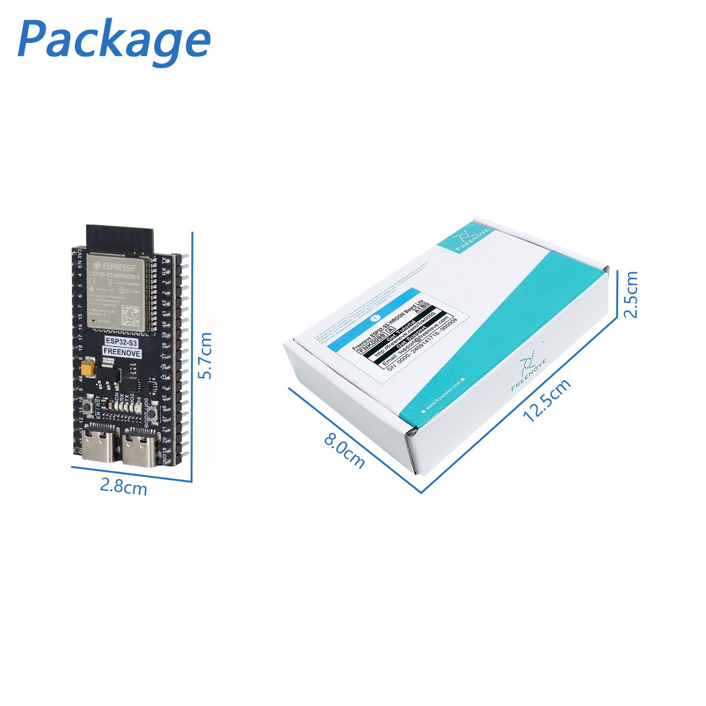 Freenove ESP32 DEV ESP32-S3 Development Board Kit, USB-OTG Wi-Fi Bluetooth, 240 MHz 32-bit Dual-core Microcontroller, Python C Code, Example Projects Tutorial