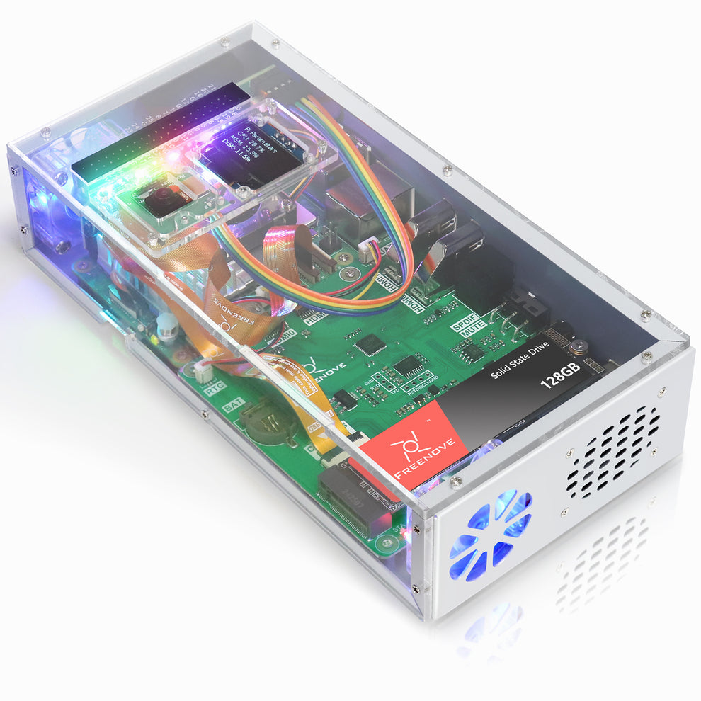 Freenove Computer Case Kit for Raspberry Pi 5 with M.2 SSD 4.3 Inch To
