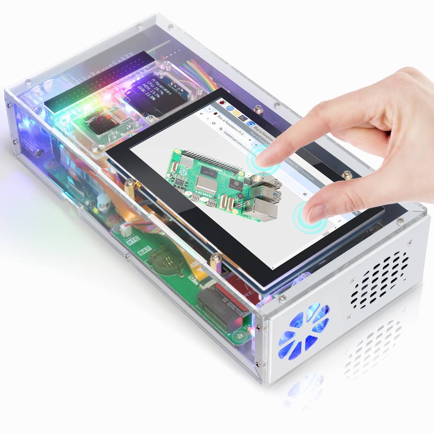Freenove Computer Case Kit for Raspberry Pi 5, 128GB M.2 NVMe SSD, 4.3