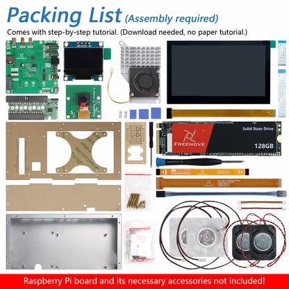 Freenove Computer Case Kit for Raspberry Pi 5 with M.2 SSD 4.3 Inch Touchscreen 5 MP Camera