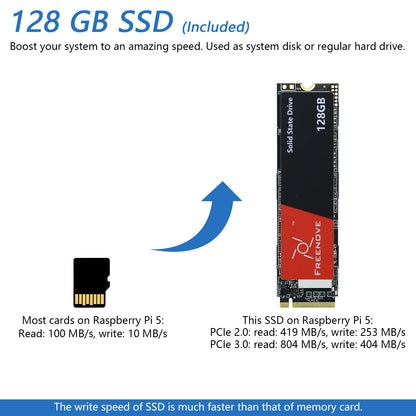 Freenove Computer Case Kit for Raspberry Pi 5 with M.2 SSD 4.3 Inch Touchscreen 5 MP Camera