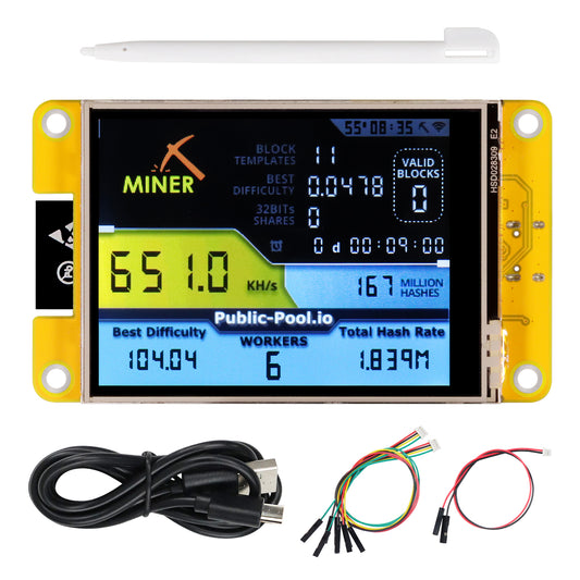 Freenove Bitcoin Miner NMMiner NerdMiner, ESP32 CYD 2.8 3.2 3.5 4.0 Inch Touch Display, Dual-core 32-bit 240 MHz Microcontroller WiFi BT Programmable, Code Tutorial