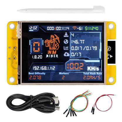 Freenove Bitcoin Miner NMMiner NerdMiner, ESP32 CYD 2.8 3.2 3.5 4.0 Inch Touch Display WiFi BT Dual-core 32-bit 240 MHz Microcontroller, C Code LVGL Tutorial