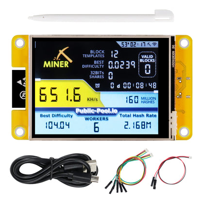 Freenove Bitcoin Miner NMMiner NerdMiner, ESP32 CYD 2.8 3.2 3.5 4.0 Inch Touch Display, Dual-core 32-bit 240 MHz Microcontroller WiFi BT Programmable, Code Tutorial