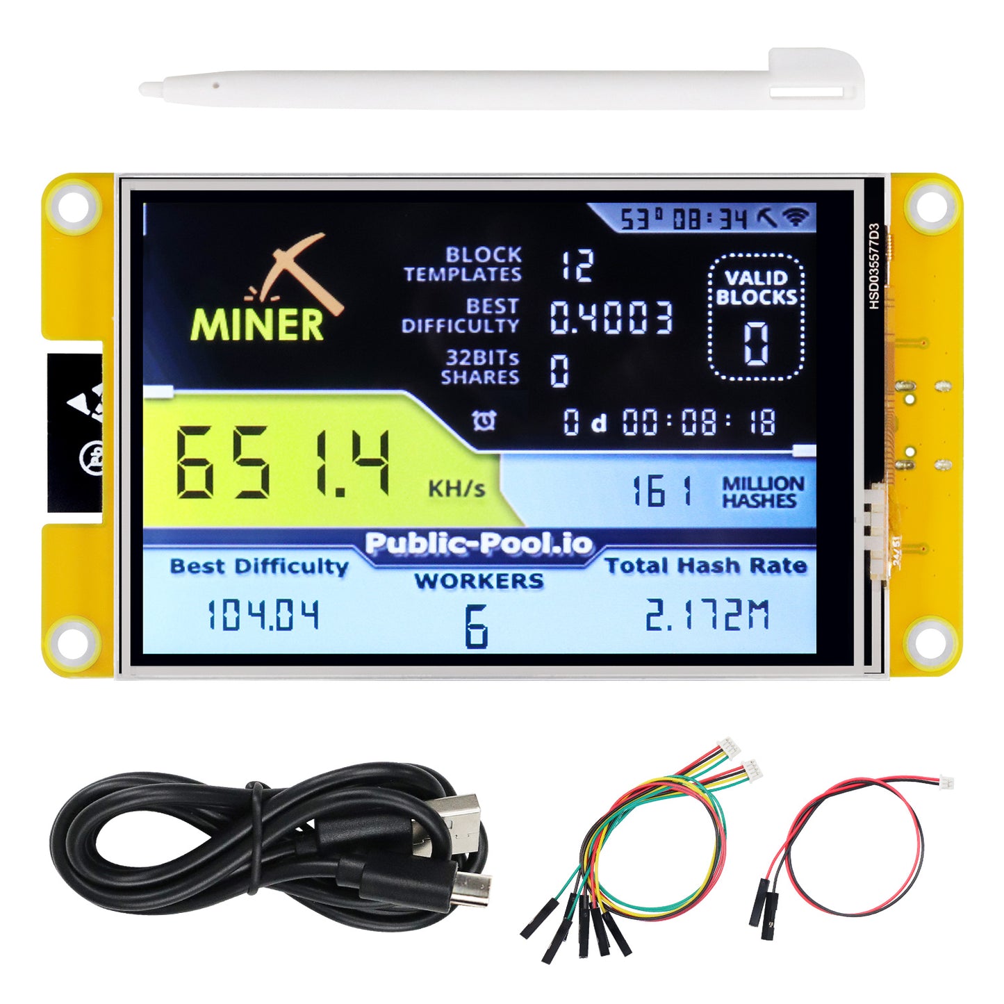 Freenove Bitcoin Miner NMMiner NerdMiner, ESP32 CYD 2.8 3.2 3.5 4.0 Inch Touch Display, Dual-core 32-bit 240 MHz Microcontroller WiFi BT Programmable, Code Tutorial