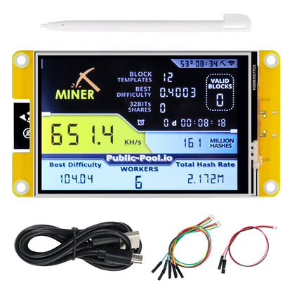 Freenove Bitcoin Miner NMMiner NerdMiner, ESP32 CYD 2.8 3.2 3.5 4.0 Inch Touch Display, Dual-core 32-bit 240 MHz Microcontroller WiFi BT Programmable, Code Tutorial