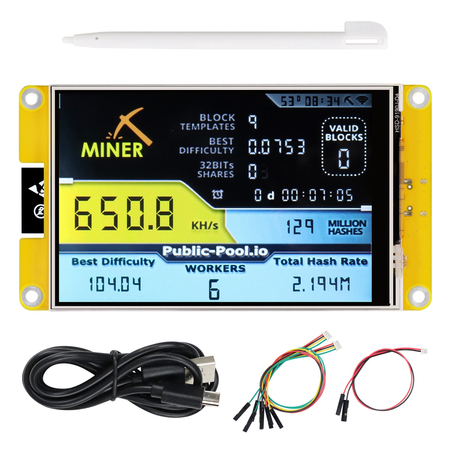 Freenove Bitcoin Miner NMMiner NerdMiner, ESP32 CYD 2.8 3.2 3.5 4.0 Inch Touch Display, Dual-core 32-bit 240 MHz Microcontroller WiFi BT Programmable, Code Tutorial