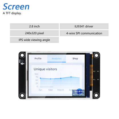 Freenove ESP32-S3 ESP32 S3 Capacitive Touch Display CYD WiFi BT, 2.8 Inch 240x320 IPS Screen Dual-core 32-bit 240 MHz, XiaoZhiAI