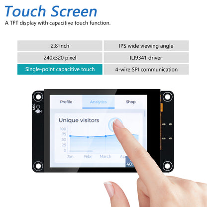 Freenove ESP32-S3 ESP32 S3 Capacitive Touch Display CYD WiFi BT, 2.8 Inch 240x320 IPS Screen Dual-core 32-bit 240 MHz, XiaoZhiAI