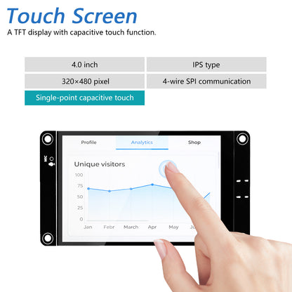 Freenove ESP32 S3 Touch Display CYD WiFi BT, 2.8 3.5 4.0 Inch IPS Capacitive Touchscreen, Dual-core 32-bit 240 MHz, AI LVGL Tutorial