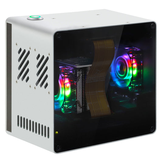 Freenove Raspberry Pi 5 Mini Case, 2/4 M.2 NVMe SSD Slots, PWM ARGB Fans Light Sync, Stereo Speakers, 3.5 mm and Optical Audio