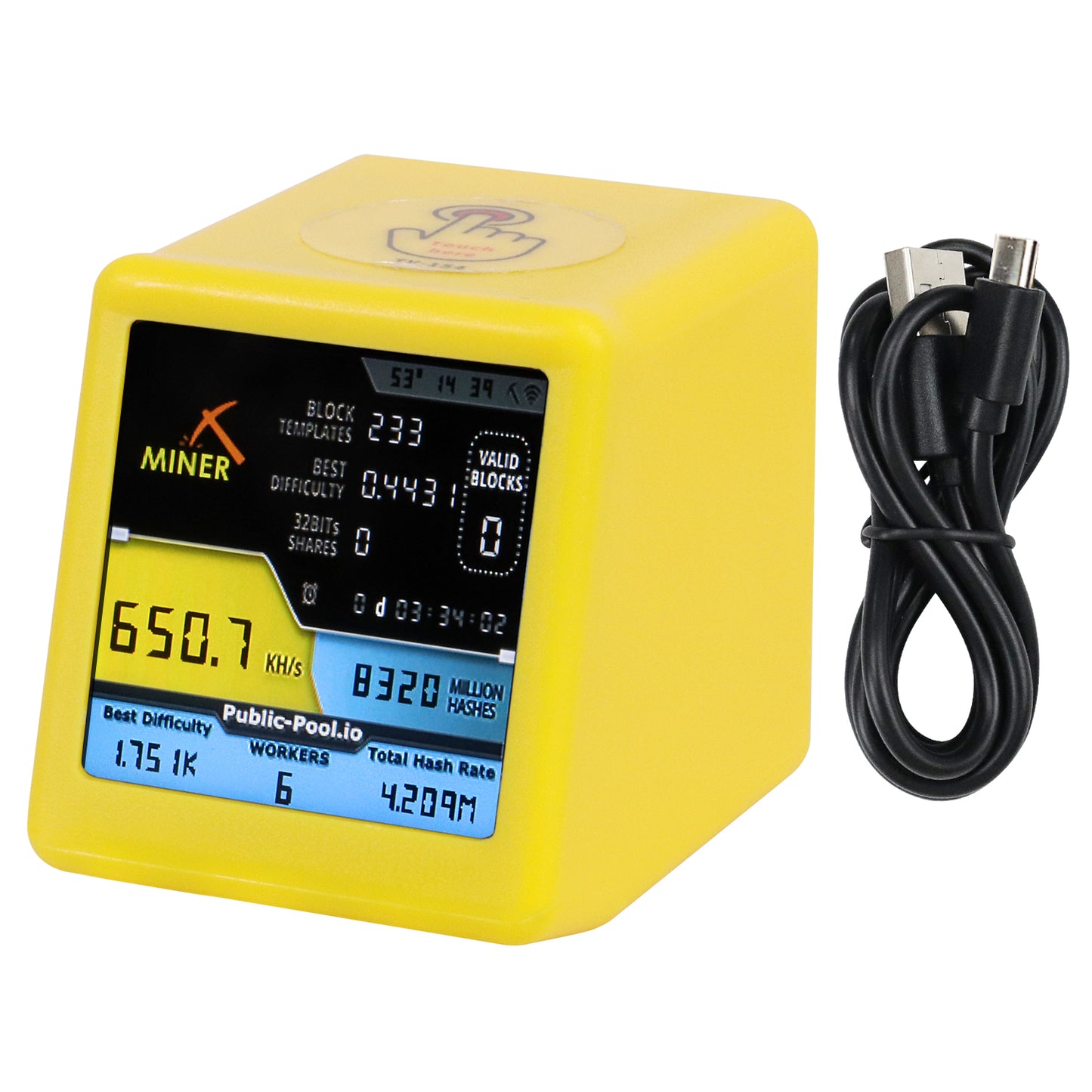 Freenove ESP32 Display CYD Wi-Fi Bluetooth Bitcoin Miner Desktop TV Clock, 1.54" IPS Screen, Touch Button, Dual-core 32-bit 240 MHz, Tutorial
