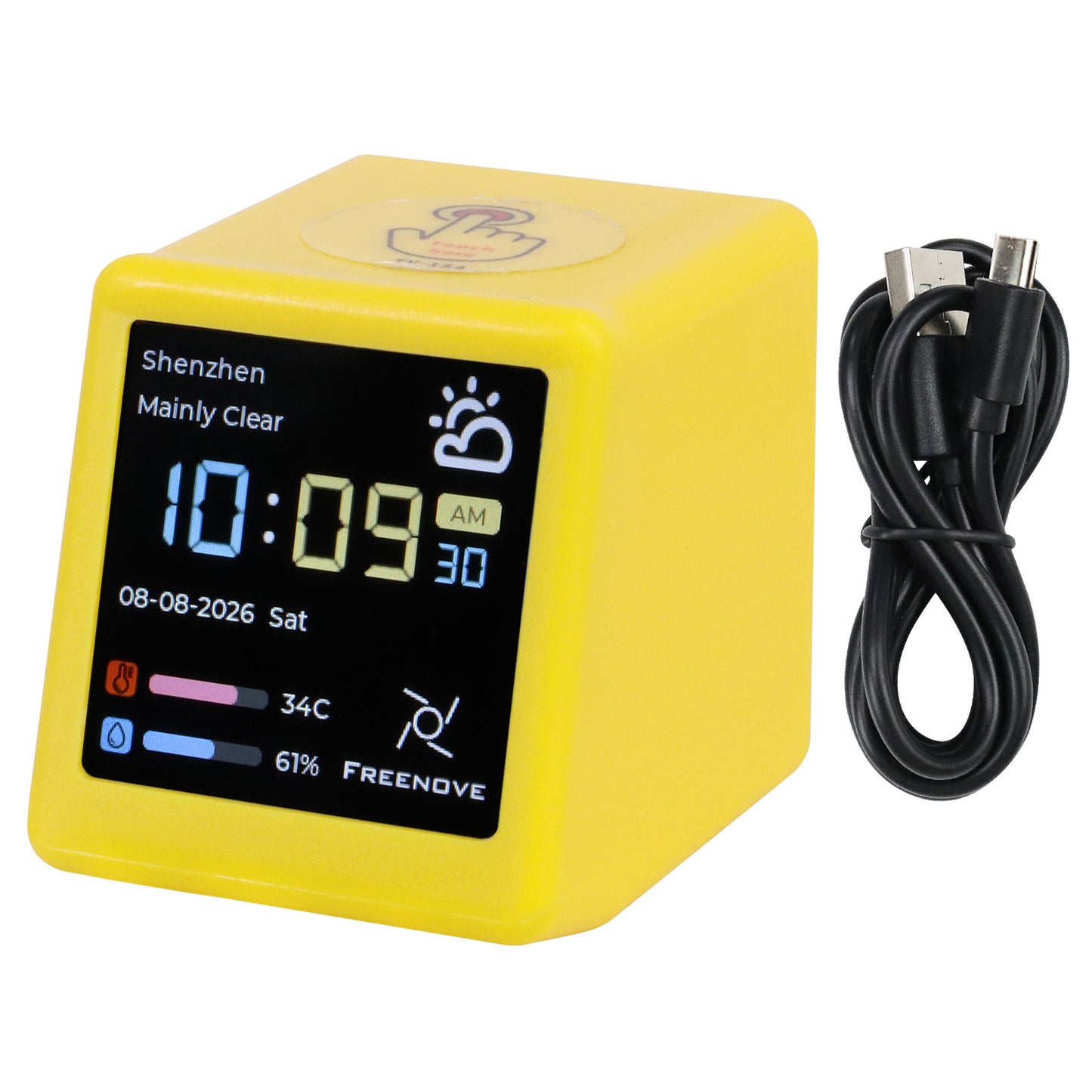 Freenove ESP32 Display CYD Wi-Fi Bluetooth TV Desktop Clock, 1.54 Inch 240x240 IPS Screen, Touch Button, Dual-core 32-bit 240 MHz, Tutorial