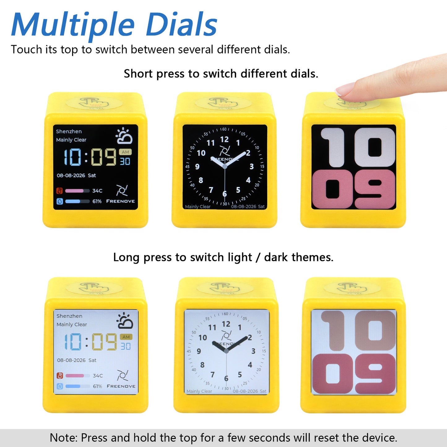 Freenove ESP32 Display CYD Wi-Fi Bluetooth TV Desktop Clock, 1.54 Inch 240x240 IPS Screen, Touch Button, Dual-core 32-bit 240 MHz, Tutorial