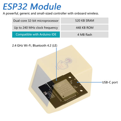 Freenove ESP32 Display CYD Wi-Fi Bluetooth TV Desktop Clock, 1.54 Inch 240x240 IPS Screen, Touch Button, Dual-core 32-bit 240 MHz, Tutorial