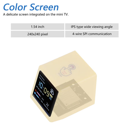 Freenove ESP32 Display CYD Wi-Fi Bluetooth TV Desktop Clock, 1.54 Inch 240x240 IPS Screen, Touch Button, Dual-core 32-bit 240 MHz, Tutorial