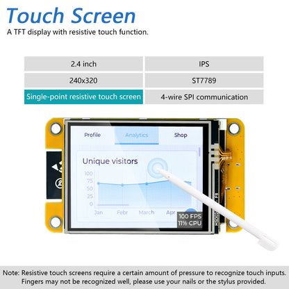 Freenove ESP32 Touch Display CYD WiFi BT, 2.4 2.8 3.2 3.5 4.0 Inch Touchscreen, Dual-core 32-bit 240 MHz, Code LVGL Example Tutorial