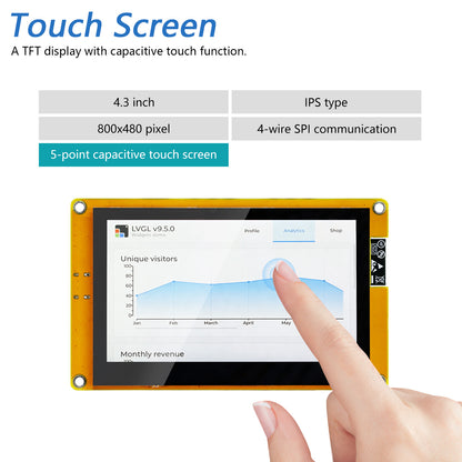 Freenove ESP32 S3 Touch Display CYD WiFi BT, 4.3 5.0 Inch Touchscreen, Dual-core 32-bit 240 MHz, Code Example Projects Tutorial