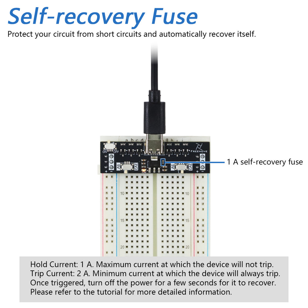 Freenove Breadboard Power Supply for Arduino ESP32 Raspberry Pi Pico,