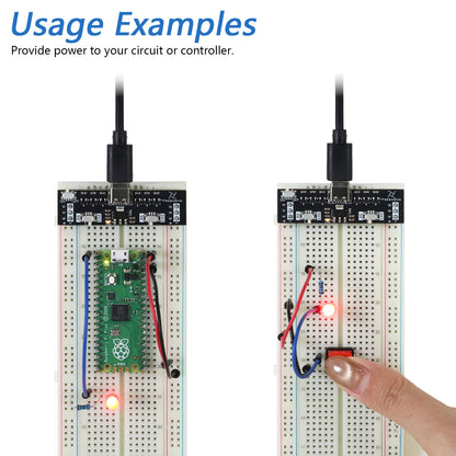 Freenove Breadboard Power Supply for Arduino ESP32 Raspberry Pi Pico, Dual Switchable 5V / 3.3V Power Outputs, 1A Self-recovery Fuse, USB-C Input